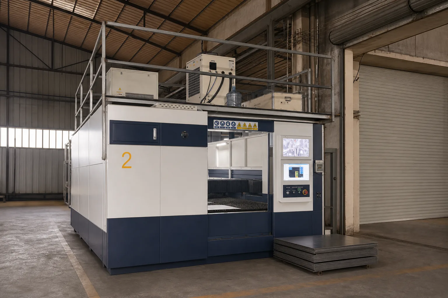 CNC laser cutting machine in Zhen Pai sheet metal facility
