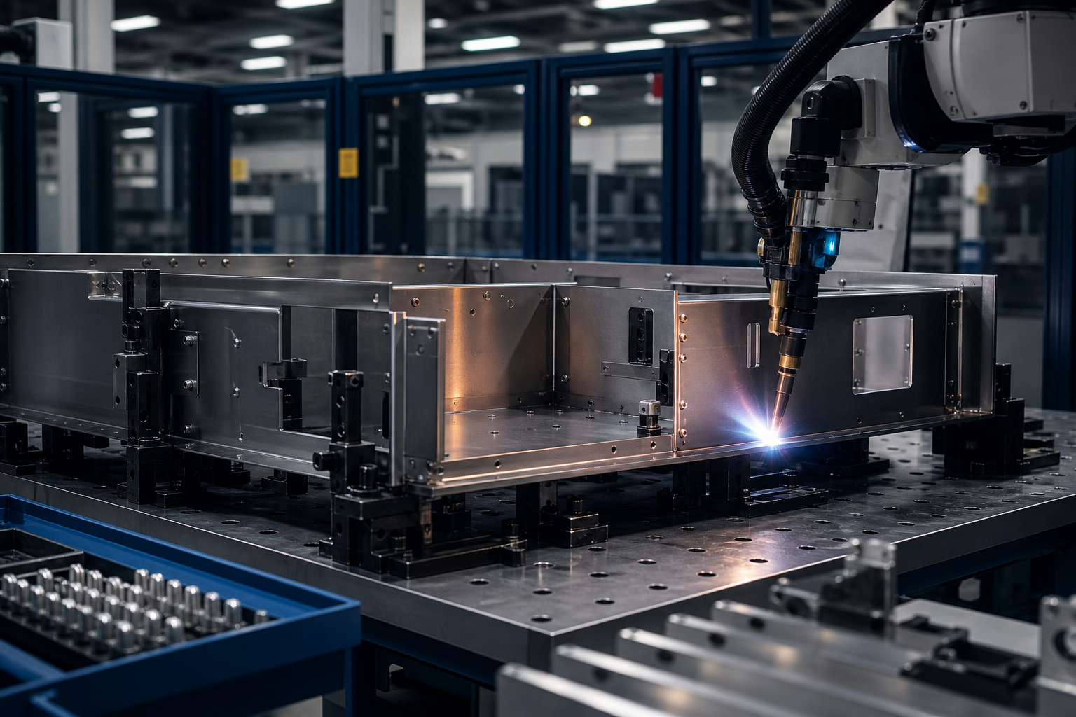 Precision welding and sheet metal assembly cell