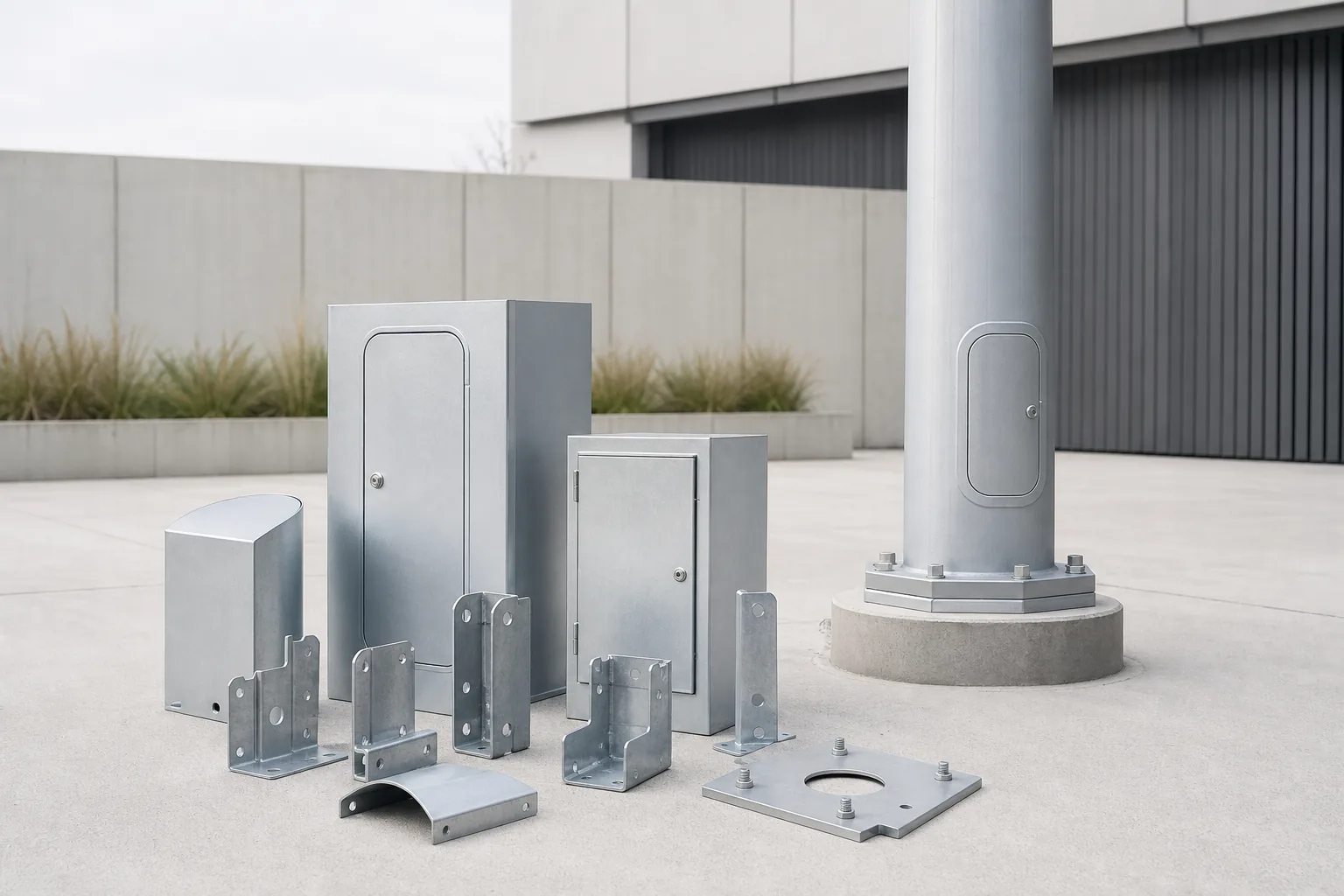 Representative fabricated outdoor lighting and infrastructure structure