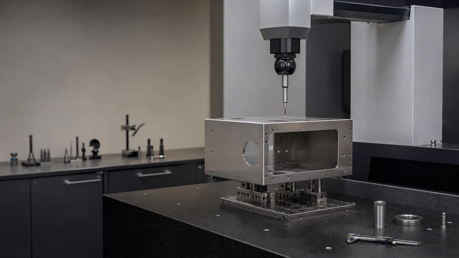 Representative CMM inspection of a precision sheet metal enclosure